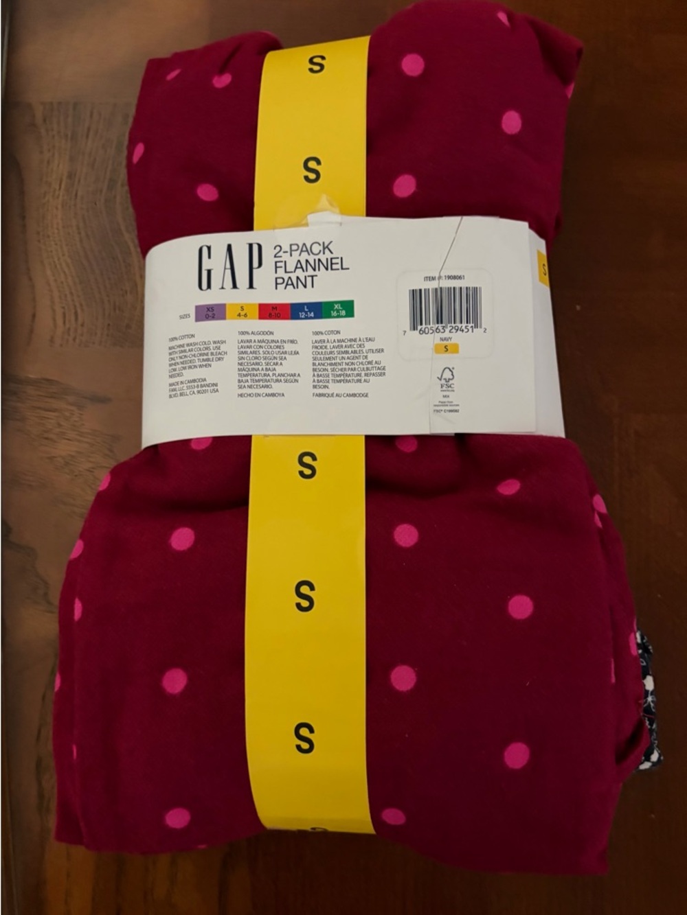 ❤️GAP  Women’s 2-Pack Flannel Pants - Navy Floral & Berry Pink Size S NEW - Picture 2 of 4